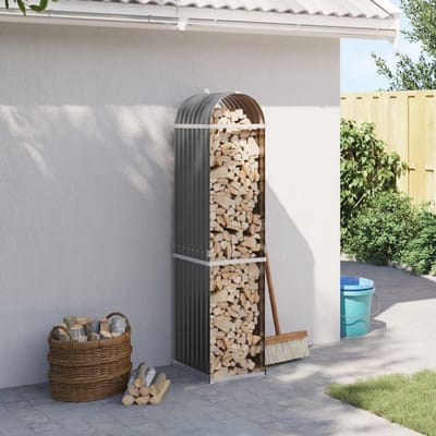 Houten Rek voor Brandhout - Tuinoplossing in Antraciet - 40 x 45 x 170 cm