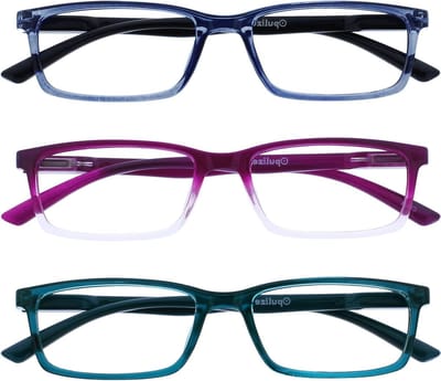 Leesbrillen 3 Stuks - Blauw Licht Filter - Scherm Tijd - Krasbestendige Glazen - Unisex Volwassene - Blauw Paars Turkoois