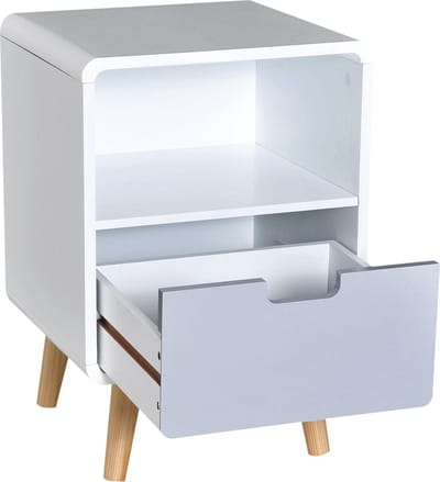 Nancy's Grace Bank Nachtkastje - Wit, Grijs - Gefabriceerd Hout, Hout - 15,74 cm x 14,96 cm x 22,83 cm
