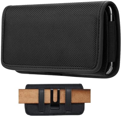 Riem Holster Hoesje Nylon - Universeel Telefoonhoesje Holster 6.0 inch Hoesje Geschikt Voor Samsung Galaxy A17 hoesje / A16 / iPhone 17 Pro Max / Air / 16 Pro Max / 16 Plus / 15 Plus / 15 Pro Max - Zwart