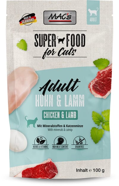 Mac’s Kattenvoer Natvoer Maaltijdzakjes - Kip en Lam - 6 x 100g