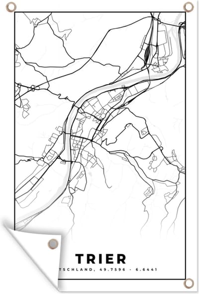 Muurdecoratie Trier - Kaart - Stadskaart - Plattegrond - 120x180 cm - Tuinposter - Tuindoek