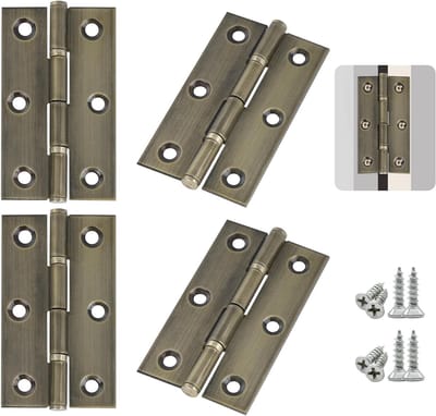 Deurhengsels 70mm, 2.76 Inch voor Houten Deuren, Bronzen RVS Deurhengsels met 24 Schroeven, Ideaal voor Vouwdeuren en Opbergdozen