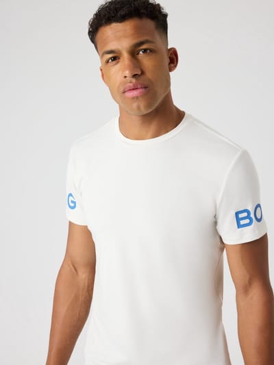 Björn Borg Sportshirt Heren Korte Mouw - Tofu Gebroken Wit/Blauw - Gerecycled Polyester - Maat M