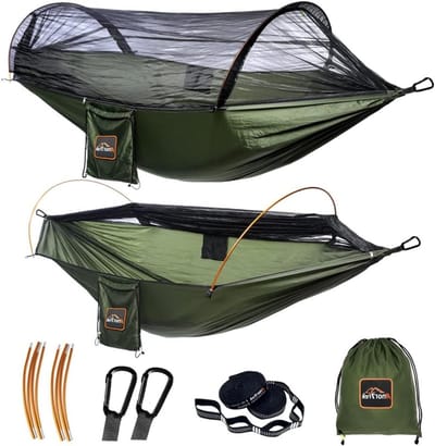 Camping Hammock with Mosquito Net Lightweight Portable Double Hammock 230T Nylon - for Camping Hiking Garden and Backpacking