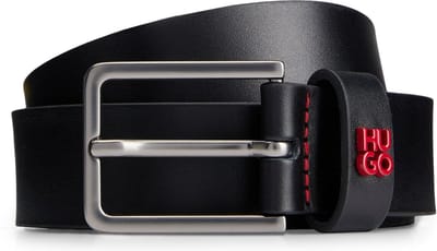 HUGO Leren Riem Gael-HU-GO Sz30 Leather Belt W85 Black Zwart