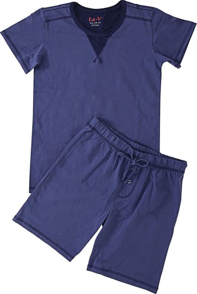 La V Shortama voor jongen- Effen blauwe jean 116-122