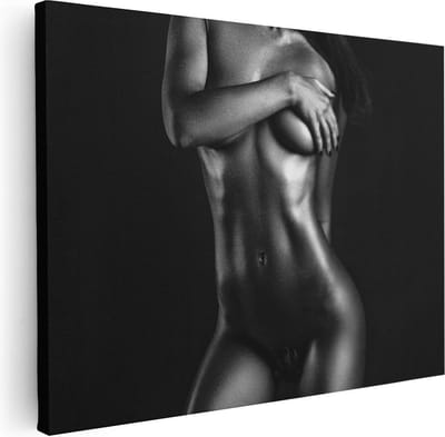 Artaza Canvas Schilderij Vrouw Naakt - 40x30 cm - Klein - Muurdecoratie Woonkamer - Wanddecoratie Sensueel - Schilderijen Op Canvas Erotiek