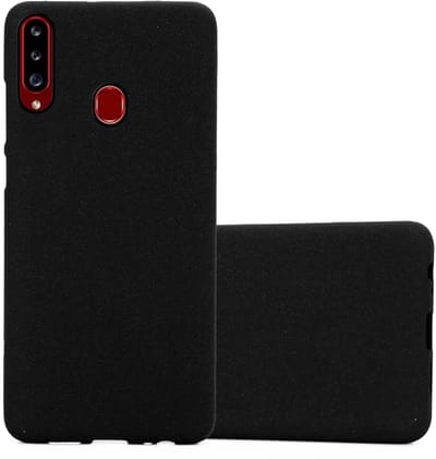 Cadorabo Hoesje geschikt voor Samsung Galaxy A20s in FROST ZWART - Beschermhoes gemaakt van flexibel TPU silicone Case Cover