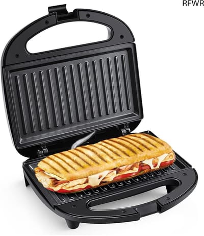 Elektrische Grill - Sandwichmaker Toastplaat - Snelle Maaltijden - Antiaanbaklaag - 750 Watt - Zwart