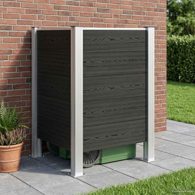 vidaXL - Afvalbak - Schutting - Grijs - 85 - x - 85 - x - 115 - cm - Aluminium - en - WPC