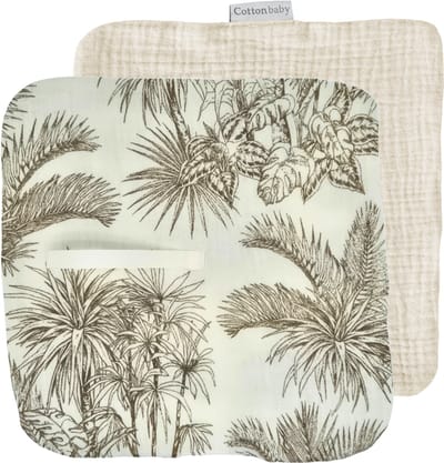 Cottonbaby Set van 2 Speendoekjes - katoenen hydrofiel - palmtrees en roomwit - 20x20 cm.