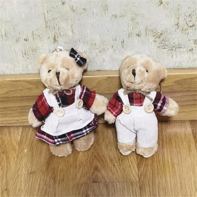 Cartoon Kleding Dragen Beer Pluche Speelgoed Sleutelhanger Zachte Knuffel Pop Hanger Rugzak Auto Tas Sleutelhanger Decor Kind Cadeau beige