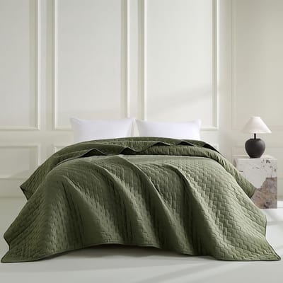 beeweed Olijfgroene sprei, 200 x 220 cm, veelzijdig dekbed als bedsprei of bankovertrek, ideaal als sprei in moderne stijl, sprei voor bed en bank