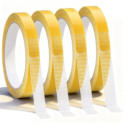 4 Rollen Dubbelzijdige Stoffentape, 1.2cm x 10m, Zware Kwaliteit voor Vloerkleden, Kleding en Gordijnen, Geen Naaien of Strijken Nodig