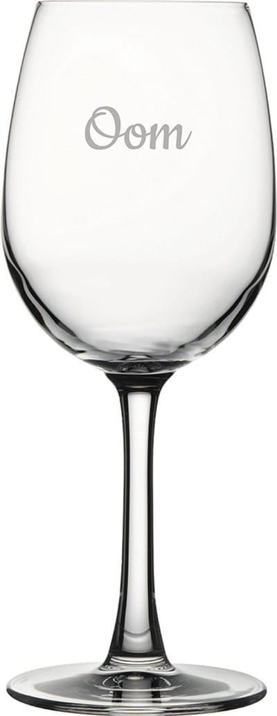 Gegraveerde witte wijnglas 36cl Oom
