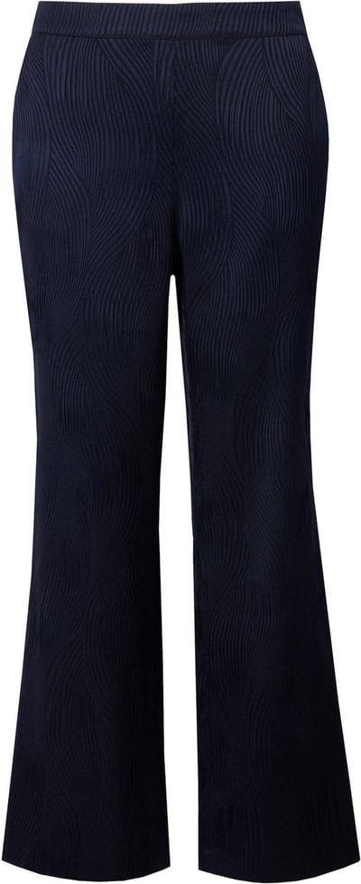 Ulla Popken - Dames - Broek structuur wijde rechte pijpen - Donkermarine - Maat 44