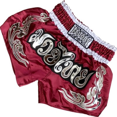 Fluory Muay Thai Kickboxing Shorts Bordeaux Rood MTSF87 - XS