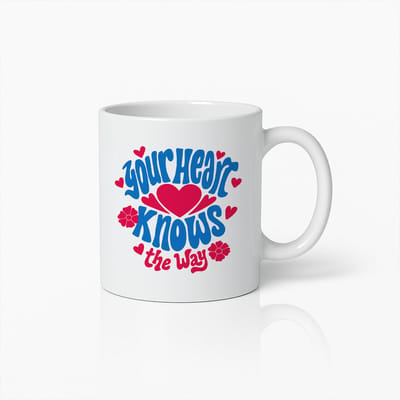 Your Heart Knows the Way Mok – 330 ml Inspirerende Koffiebeker – Positieve Liefdesquote Ontwerp – Perfect Cadeau voor Motivatie en Zelfzorg
