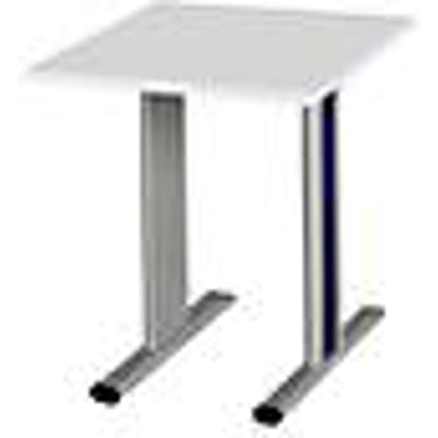 Schäfer Shop  Select Planova vergadertafel, vierkant, 800 x 800 mm, lichtgrijs, accentlijsten gentiaanblauw