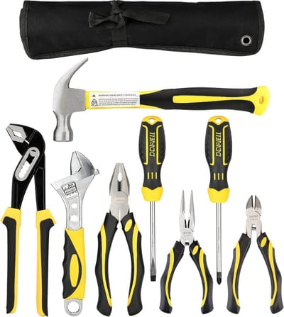 Tangen Set 8-Delige Gereedschapset met Pouch - Verstelbare Moersleutel, Combinatietangen, Lange Neus, Diagonale Snijtangen en Schroevendraaiers