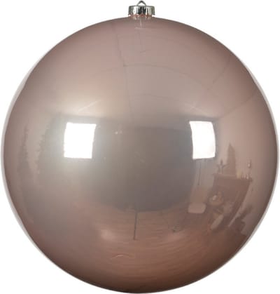 Decoris Kerstbal - lichtroze - groot - 25 cm - kunststof - glans - kerstversiering