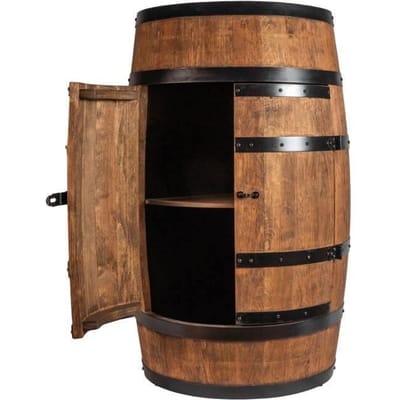 Wijnkast - Creatieve Cooper - Houten Vat met deuren, Opbergmeubel Fles Alcohol, 80x50 cm, Wenge wenge kleur