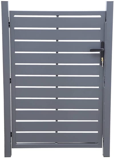 sweeek - Tuinpoort 100 x 146 cm van aluminium met slot en handgreep, antraciet, anti-roestbehandeling