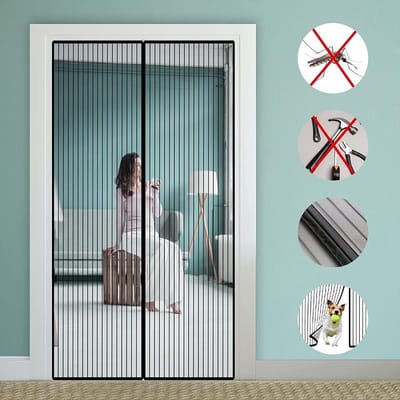 Insectenwerend Vliegenscherm voor Balkon- en Terrasschermen - Sterke Magneten, Geen Boren, 75 x 220 cm, Zwart