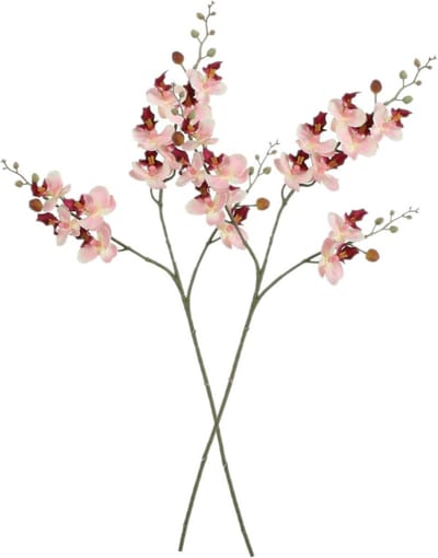 Mica Decorations Kunstbloemen Orchidee tak - 2x - lichtroze - 75 cm - Kunst zijdebloemen - siertakken - planten - bloemetjes