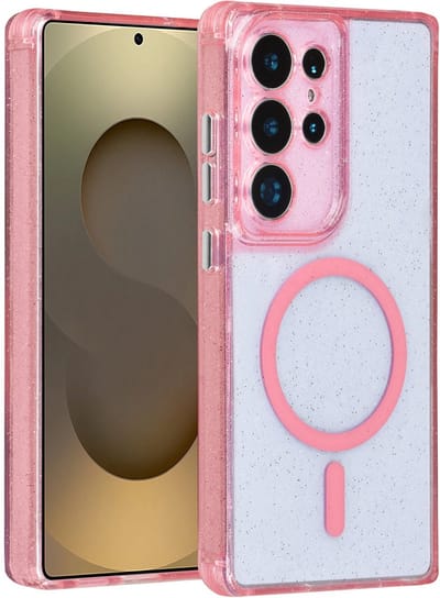 TUNIQ telefoonhoesje voor Samsung Galaxy S25 Ultra - MagSafe met glitter - Roze
