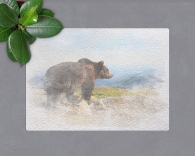 Coloray Vloerbeschermer - Aquarelbeer Vloerbeschermer Bureaustoel - 100x70 cm - Beige Bureau Stoel Mat - Vloerbeschermer PVC - Mótif Bureaustoelmat - Rechthoekige Mat - Dieren Thema