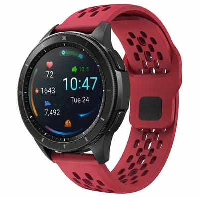 Cinnaberrood horlogebandje stuks 18 mm van silicone met geperforeerd sportief design en gesp sluiting, geschikt voor horloges met 18 mm bandaanzet