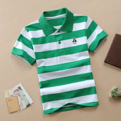 Jongens T-shirt met korte mouwen Poloshirt Puur katoen 1-12 jaar Shirt Medium en Large Kinderen Gestreept revers Katoenen T-shirt Zomer 105cm white