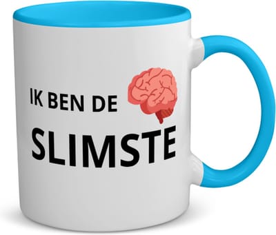 Akyol - ik ben de slimste koffiemok - theemok - blauw - Quotes - slimme mensen - de slimste - verjaardagscadeau - verjaardag - cadeau - kado - geschenk - gift - 350 ML inhoud