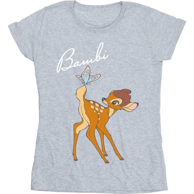 Disney Dames Bambi Vlinderstaart Katoenen T-shirt L grijs