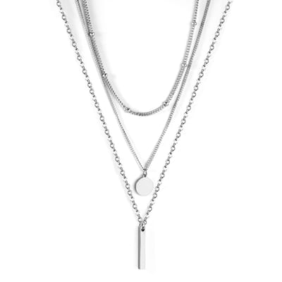 Dames ketting - kleur zilver - 3 delig