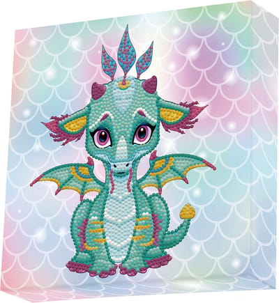 Diamond Painting - Hobby Pakket - Diamond painting kinderen - Dotz Box - Draakje 22x22cm - Ronde steentjes - Volledig pakket - Diamond Dotz