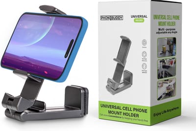 Phonebuddy Universele Telefoonhouder – Vliegtuig – Trein – Tafel – 360 graden draaibaar – Zwart – Reizen – Telefoonstandaard bureau - Telefoon statief