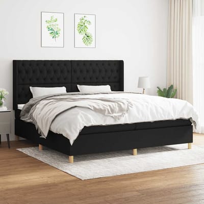 vidaXL - Boxspring - met - matras - stof - zwart - 200x200 - cm