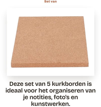 Dailygoods- Kurkbord Hoge Dichtheid - Prikbord - Wandmontage - Synthetisch Hout - 15 x 20 cm - Duurzaam en Sterk