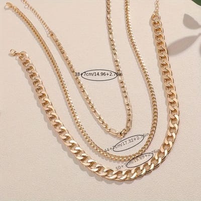 Nivard Ketting - Dames - Staal - Nep zilver - Met Hanger - 3 Stuks - Nep Goud