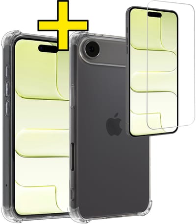 Hoesje - Met Screenprotector - Geschikt voor Apple iPhone Air - Sterk & Shockproof - Siliconen Case - Back Cover - Telefoon Hoes - Shock Proof - Telefoonhoesjes - Transparant