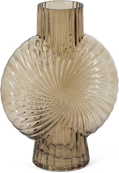 HomeBound by KY | Glazen vaas schelp roest | 16x8x20cm | bloemenvaas schelpvorm