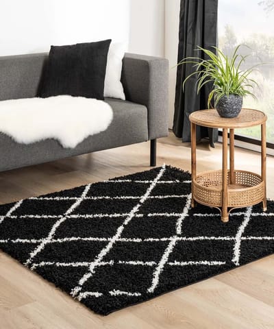 Vierkant berber vloerkleed - Habitat zwart/wit 200x200