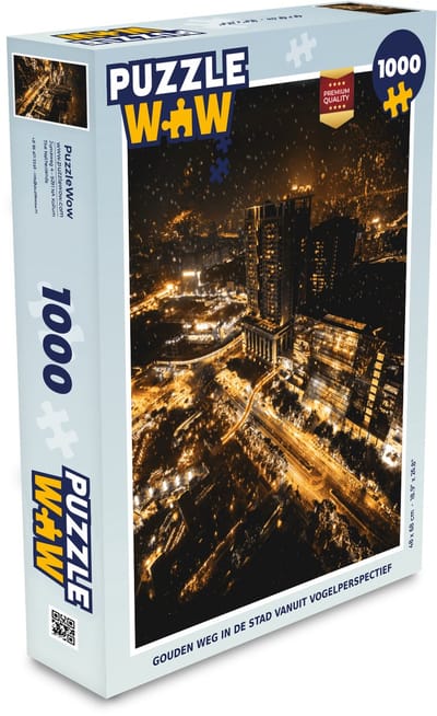 Puzzel Sneeuw - Goud - Stad - Legpuzzel - Puzzel 1000 stukjes volwassenen