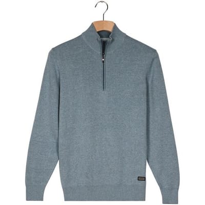 Baileys Trui Half Zip Allover Two-Tone Fine Texture Faded Denim Blue / male