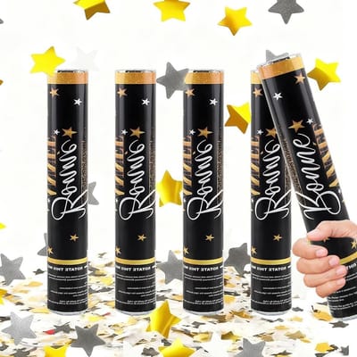 Solidchoice - Set van 4 XXL Confettikanonnen voor Feesten en Bruiloften