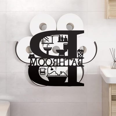 Badkamerbord metalen toiletpapierhouder voor 8 extra rollen - Zwart wandmontage, opslagoplossing en decoratieve organizer voor toilet en badkamer