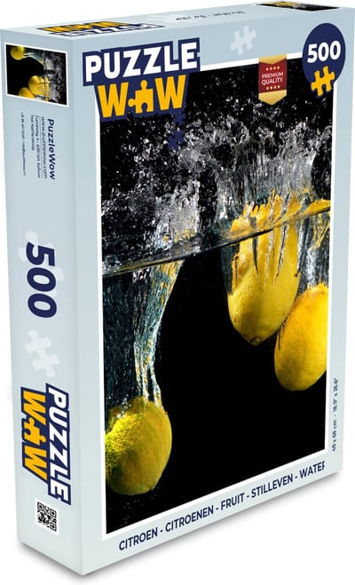 Puzzel Citroen - Fruit - Stilleven - Water - Geel - Legpuzzel - Puzzel 500 stukjes